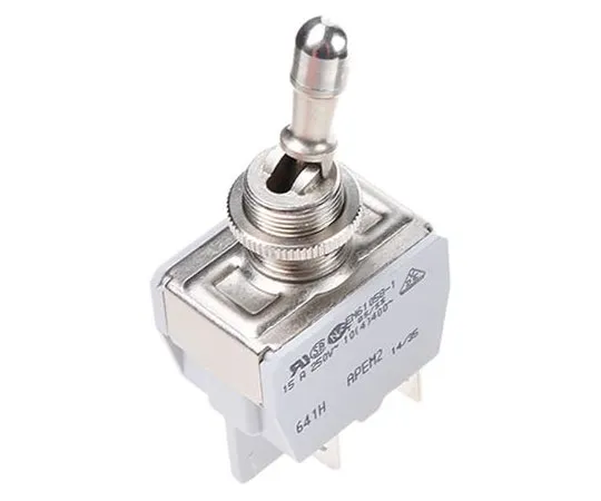 63-7482-70 APEM Double Pole Single Throw (DPST) Toggle Switch, Latching, Panel Mount 641H/2-1V