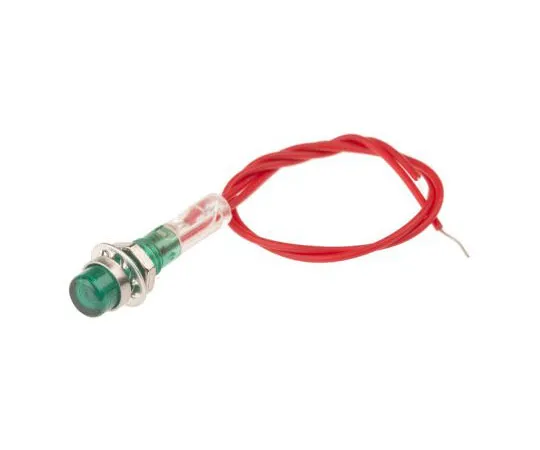 63-7417-10 CAMDENBOSS Green neon Indicator, Lead Wires Termination, 240 V, 6.4mm Mounting Hole Size IND515205-240-T/GRN