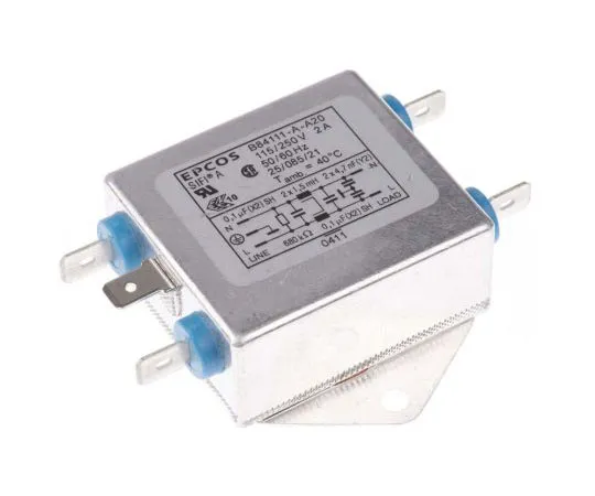63-7427-07 EPCOS B84111A Series 2A 250 V ac 60Hz Flange Mount RFI Filter, with Tab Terminals, Single Phase B84111A0000A020
