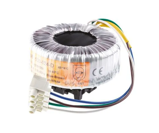 63-7505-82 1 Output Toroidal Transformer, 100VA, 24V ac 58-0100-024-D