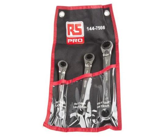 63-7373-87 RS Pro 10 mm, 11 mm, 13 mm, 15 mm, 17 mm, 19 mm Combination Ratchet Spanner, Ring 144-7566