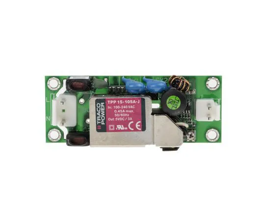 63-7380-46 TRACOPOWER 15W 1 Output Embedded Switch Mode Power Supply SMPS, 3A, 5V dc Medical Approved Open Frame TPP 15-105A-J