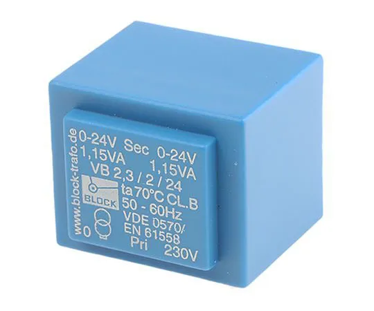 63-7500-80 24V ac 2 Output Through Hole PCB Transformer, 2.3VA VB 2.3/2/24