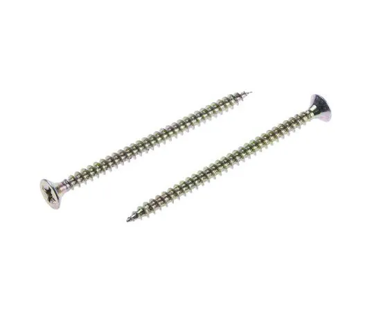 63-7456-70 Pozidriv Countersunk Steel Wood Screw Yellow Passivated, Zinc Plated, 4.5mm Thread, 70mm Length 263-1915