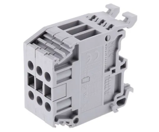 63-7517-97 Entrelec Distribution Block, 4mm², 3 Way, 32A, 800 V, Grey 1SNA115407R1400