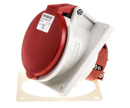 63-7488-67 Mennekes IP44 Red Panel Mount 6P+E Industrial Power Socket, Rated At 32A, 415 V 740