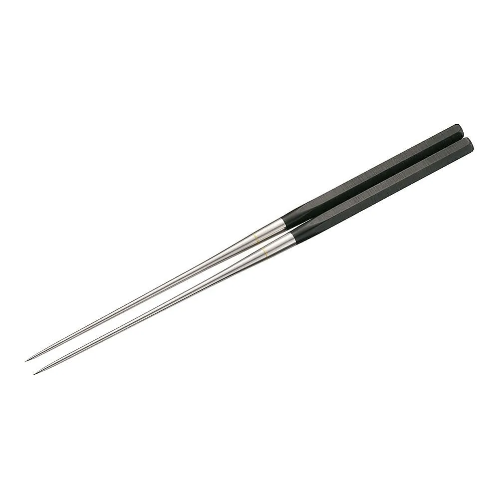 62-6471-40 Genuine Grilled Stainless Steel Black Plywood Hex Handle Mounting Chopsticks 2115 150 mm