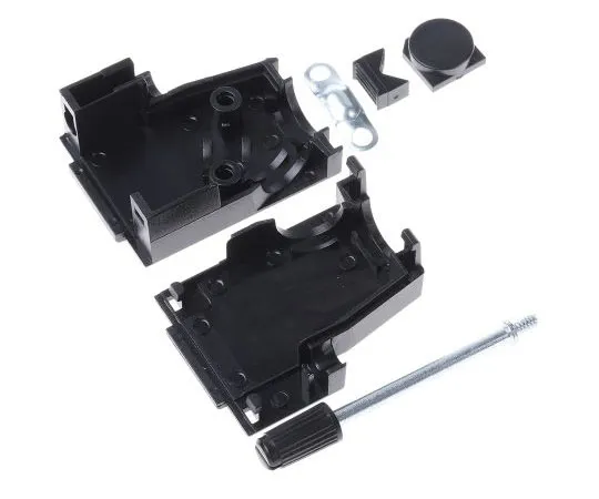 63-7538-02 MH Connectors MHDSSK-T/P Series ABS Angled, Straight D-sub Connector Backshell, 9 Way, Strain Relief MHDSSK-P-9-L-K