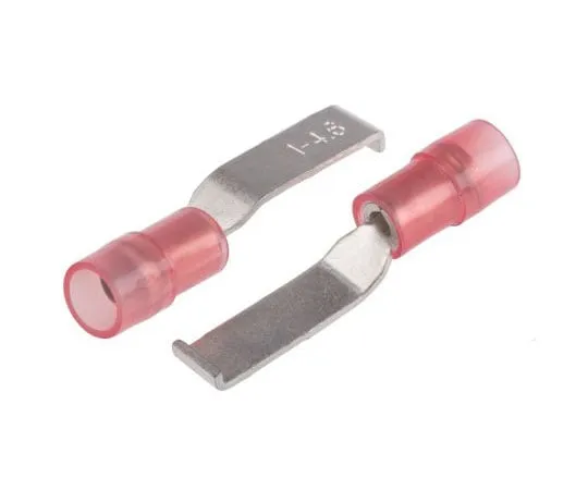 63-7460-06 RS PRO Hooked Insulated Crimp Blade Terminal 17.4mm Blade Length, 0.5mm² to 1.5mm², 22AWG to 16AWG, Red 267-4372