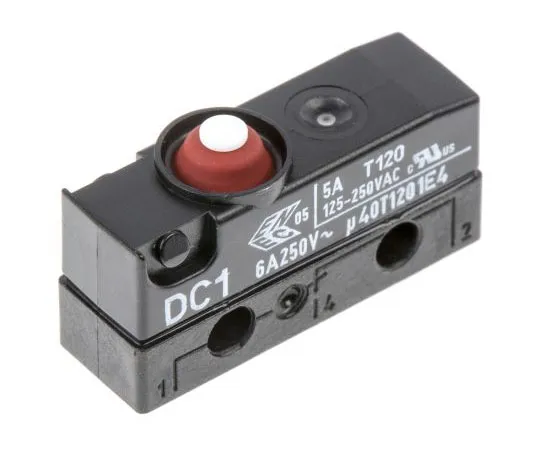 63-7473-54 SPDT-NO/NC Button Microswitch, 10 A @ 250 V ac DC1C-A1AA