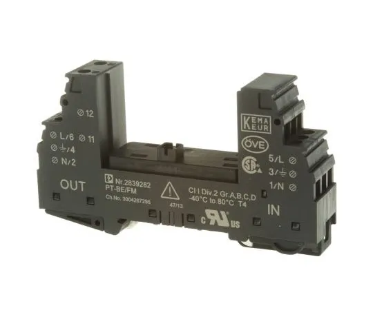 63-7548-05 Phoenix Contact PT-BE/FM Series 240 V Maximum Voltage Rating Base Element, DIN Rail Mounting 2839282