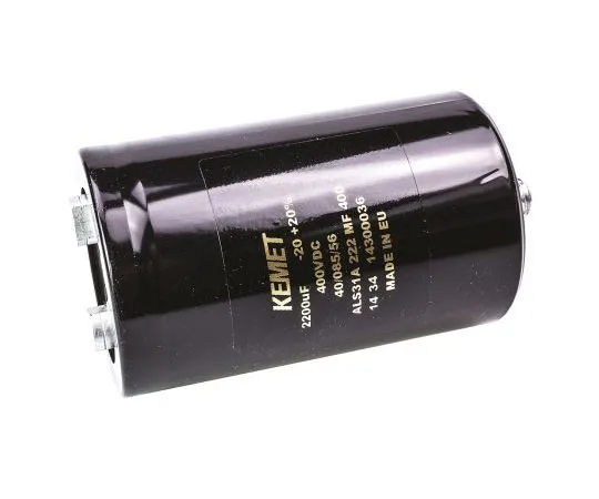 63-7517-11 KEMET 2200μF 400V dc Aluminium Electrolytic Capacitor, Stud Mount 66 x 105mm +85°C 66mm 105mm ALS31A222MF400
