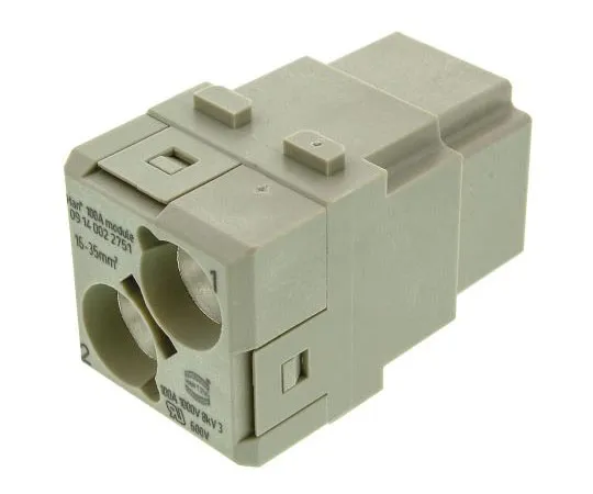 63-7492-98 Han-Modular Series Female Module, 2 Way, Rated At 100A, 1 kV, Han 100A Axial 9140022751