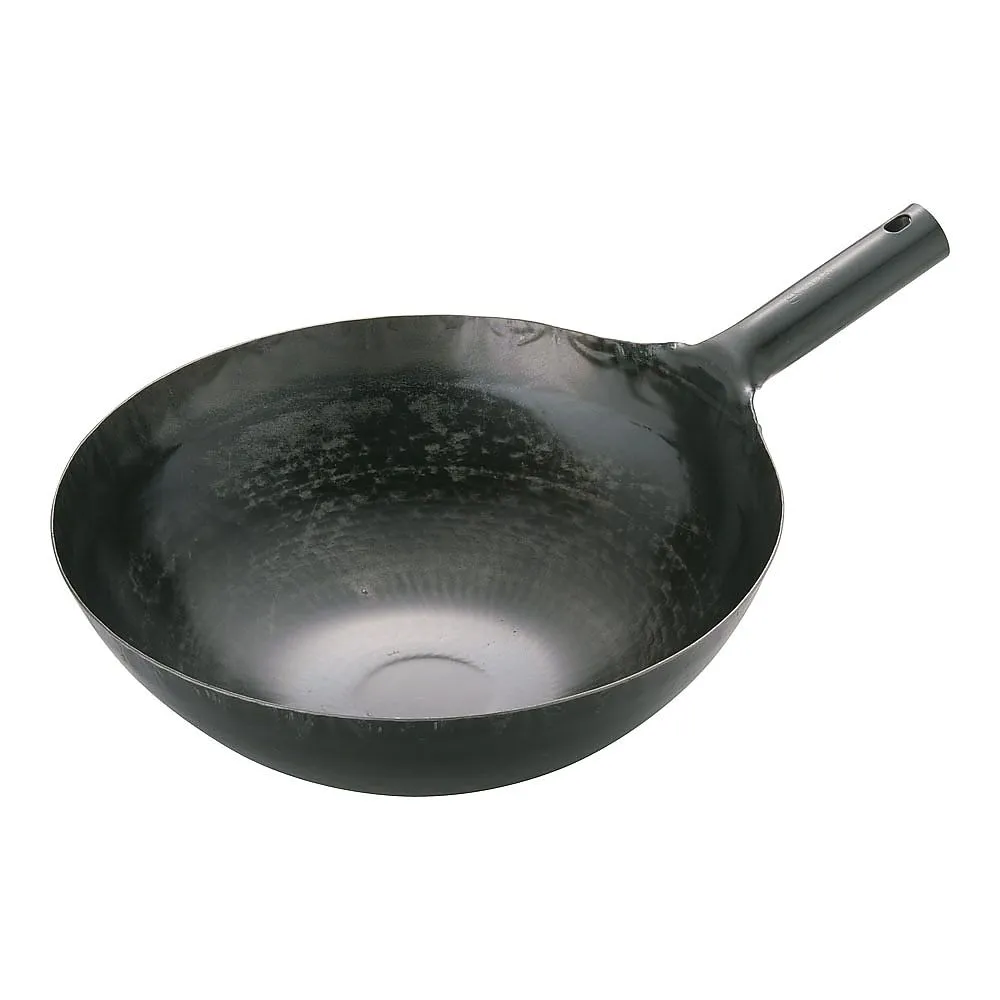 62-6444-55 Yamada Iron Plate One-Handed Wok (Plate Thickness 1.6 mm) 36 cm