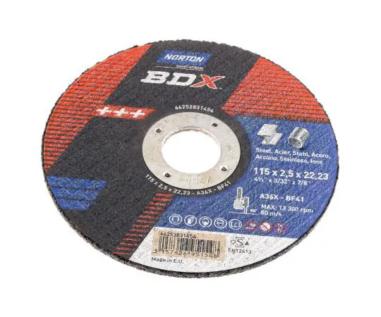 63-7498-63 Norton BDX Cutting Disc Aluminium Oxide Grinding Disc, 115mm Diameter, 2.5mm Thick 66252831454