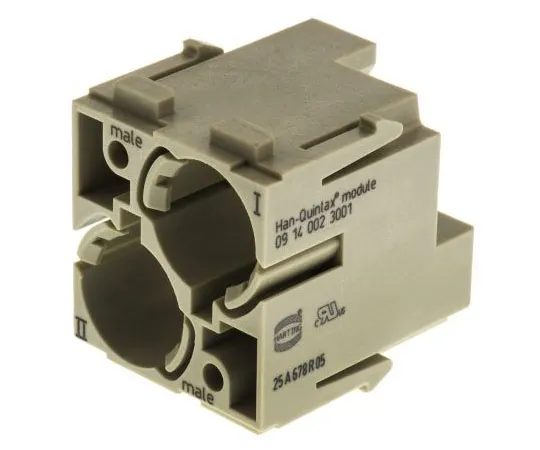 63-7503-80 Han-Modular Series Male Module, 2 Way, Rated At 10A, 50 V, Han Quintax 9140023001