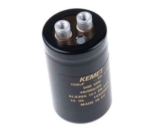 63-7516-87 KEMET 150μF 500V dc Aluminium Electrolytic Capacitor, Chassis Mount 36 x 62mm +85°C 36mm 62mm ALS30A151DB500