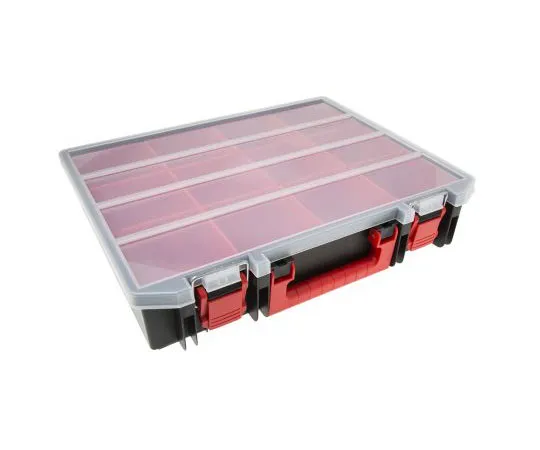 63-7366-75 RS Pro 12 Cell Black, Red Polypropylene Compartment Box, 77 (Inner) mm, 91 (External) mm x 396 (Inner) mm, 416 136-8905