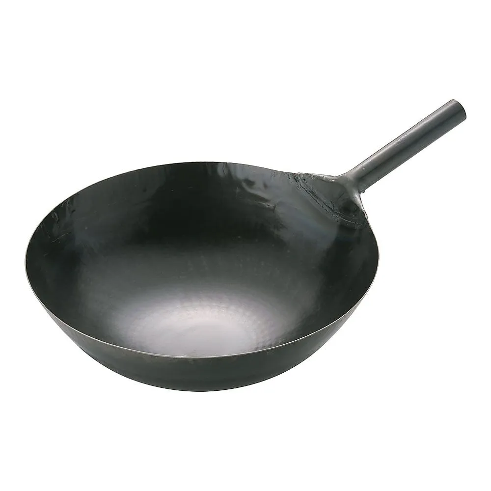62-6444-58 Yamada Iron Plate One-Handed Wok (Plate Thickness 1.6 mm) 45 cm