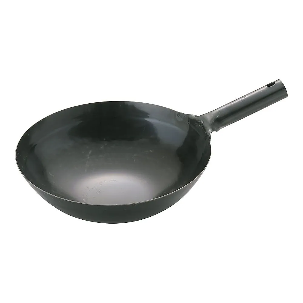 62-6444-45 Yamada Iron Plate One-Handed Wok (Plate Thickness 1.2 mm) 30 cm