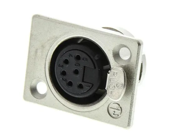 63-7508-53 Neutrik 6 Way Panel Mount XLR Connector, Female, Silver over Nickel Plated Contacts, 50 V NC6FP1