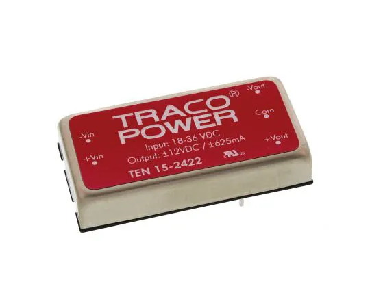 63-7541-10 TRACOPOWER TEN 15 15W Isolated DC-DC Converter Through Hole, Voltage in 18 → 36 V dc, Voltage out ±12V dc TEN 15-2422