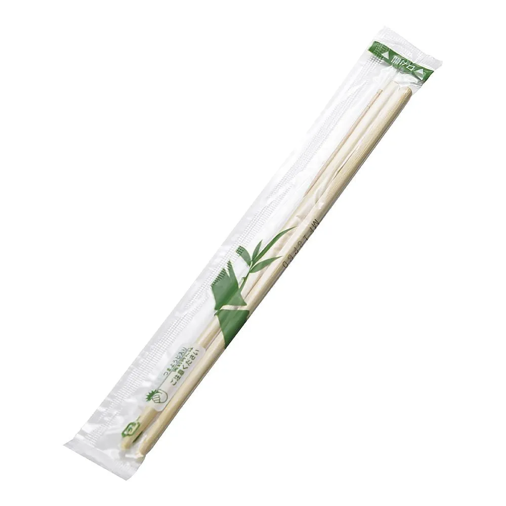 62-6650-94 Bamboo Round Square Poly Fully Enclosed Chopsticks with toothpicks 20 cm (100 Meals) PK-016