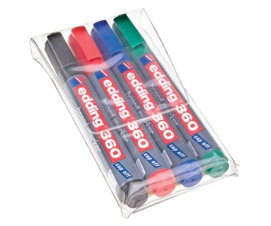 63-7437-75 Edding White Board Marker, 4 Assorted 360/4S
