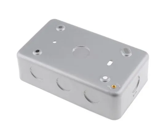 63-7505-46 RS PRO Grey Matt Metal Clad Back Box, BS Standard, IP20, Surface Mount, 2 Gangs 361-1984