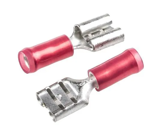 63-7362-71 TE Connectivity PIDG FASTON .250 Series Red Insulated Crimp Receptacle, 6.35 x 0.81mm, 0.3mm² to 0.8mm², 22AWG to 42599-2