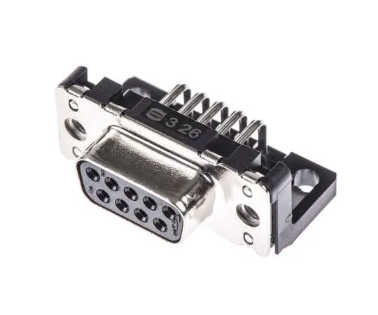 63-7382-66 Harting 9 Way Right Angle Through Hole PCB D-sub Connector Socket, 2.74mm Pitch, with Boardlocks, M3 Threaded Inserts 9661527611
