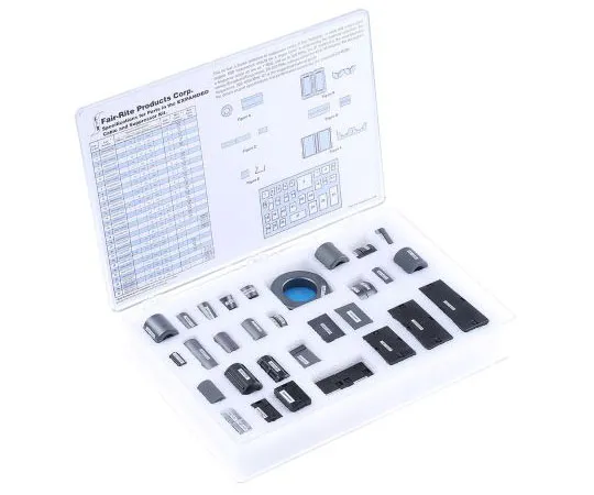63-7389-06 71 piece Ferrite Core Sample Kit Fair-Rite Includes Clips, Flat Cable Core, Flat Cable Snap-Its, Round Cable Cores, 0199000005