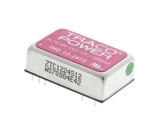 63-7358-08 TRACOPOWER THD 12 12W Isolated DC-DC Converter Through Hole, Voltage in 18 → 36 V dc, Voltage out 12V dc THD 12-2412
