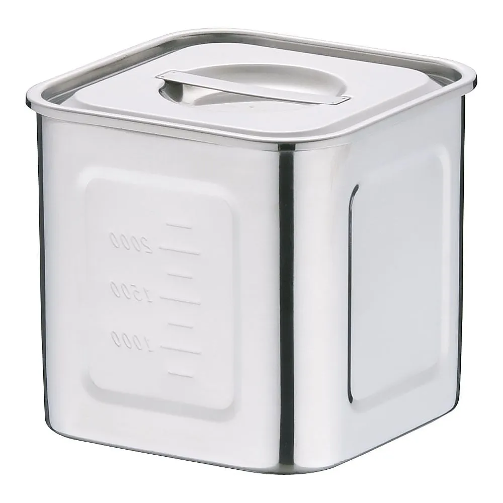 62-6386-10 18-8 Deep Square Kitchen Pot with Scale 15 cm AKK06015