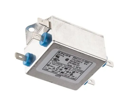 63-7427-08 EPCOS B84111A Series 6A 250 V ac 60Hz Flange Mount RFI Filter, with Tab Terminals, Single Phase B84111A0000B060