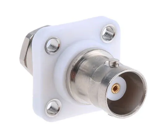 63-7475-10 Radiall Straight 50Ω Flange Mount Bulkhead Fitting BNC Connector, jack, Nickel, Clamp Termination, RG179, RG187, RG188, R141277000