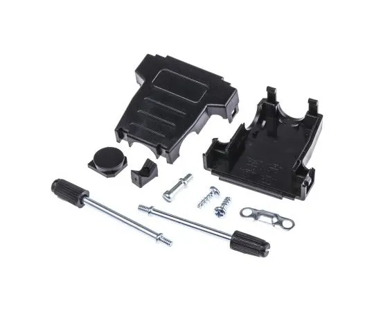63-7538-03 MH Connectors MHDSSK-T/P Series ABS Angled, Straight D-sub Connector Backshell, 15 Way, Strain Relief MHDSSK-P-15-L-K
