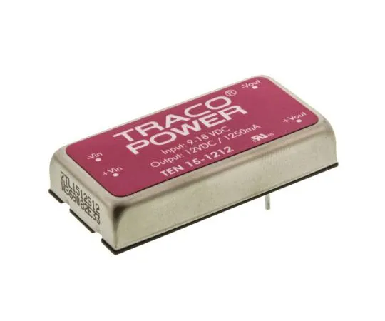 63-7541-02 TRACOPOWER TEN 15 15W Isolated DC-DC Converter Through Hole, Voltage in 9 → 18 V dc, Voltage out 12V dc TEN 15-1212