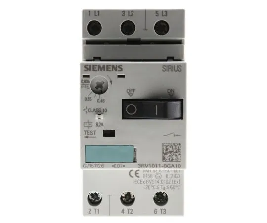 63-7444-11 Siemens Sirius Innovation 690 V Motor Protection Circuit Breaker, 3P Channels, 0.45 → 0.63 A, 100 kA 3RV1011-0GA10