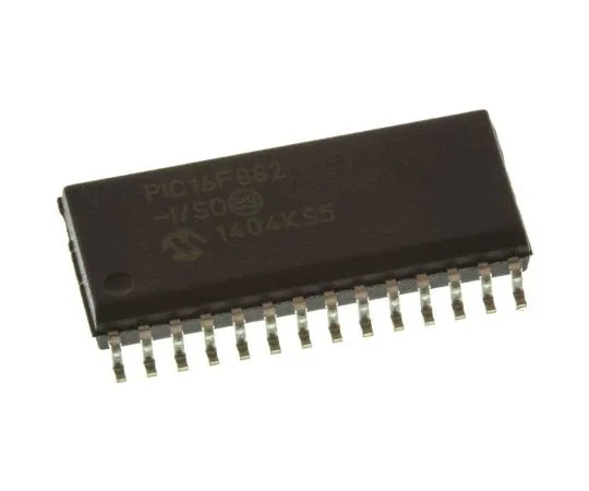 63-7355-51 Microchip, 8bit PIC Microcontroller, 20MHz, 2048 words Flash, 28-Pin SOIC PIC16F882-I/SO