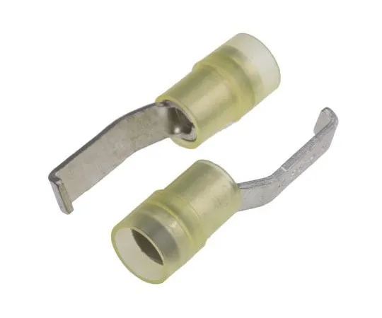 63-7460-07 RS PRO Hooked Insulated Crimp Blade Terminal 17.2mm Blade Length, 4mm² to 6mm², 12AWG to 10AWG, Yellow 267-4394