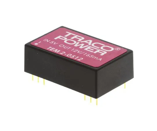 63-7379-67 TRACOPOWER TEM 2 2W Isolated DC-DC Converter Through Hole, Voltage in 4.5 → 5.5 V dc, Voltage out 12V dc TEM 2-0512