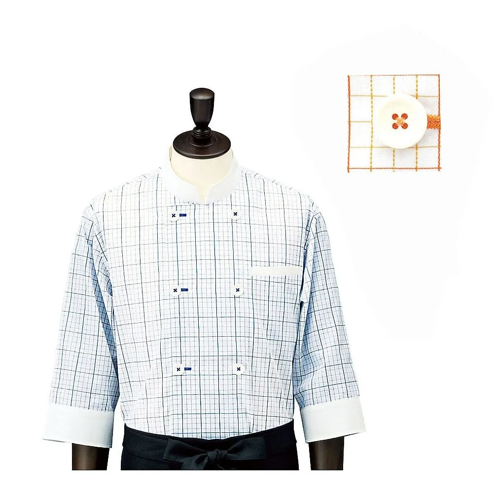 62-6634-66 Check Cock Shirt Stand Color SBK4101 Orange 4 L