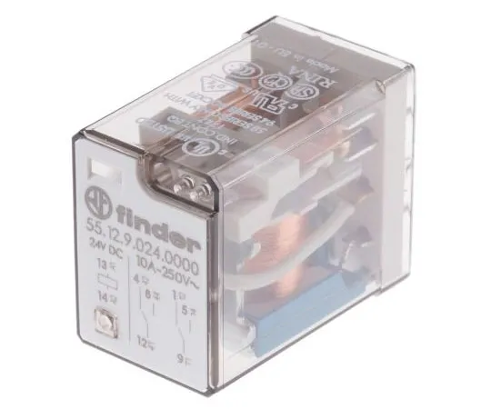 63-7450-11 Finder55 Series DPDT Non-Latching Relay PCB Mount, 24V dc Coil, 10A 55.12.9.024.0000