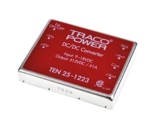 63-7544-36 TRACOPOWER TEN 25 25 W, 30 W Isolated DC-DC Converter Through Hole, Voltage in 9 → 18 V dc, Voltage out ±15V dc TEN 25-1223