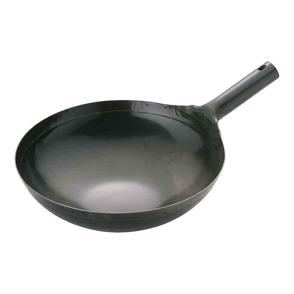 62-6444-54 Yamada Iron Plate One-Handed Wok (Plate Thickness 1.6 mm) 33 cm
