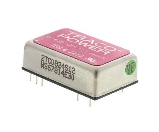 63-7537-40 TRACOPOWER TEN 8 8W Isolated DC-DC Converter Through Hole, Voltage in 18 → 36 V dc, Voltage out 12V dc TEN 8-2412