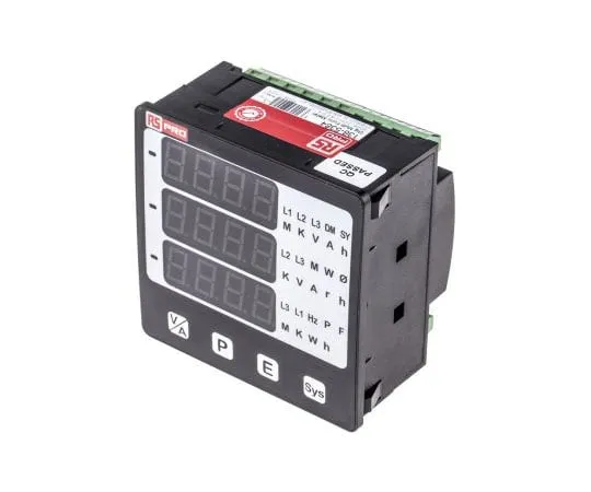 63-7366-13 RS Pro LED Digital Panel Multi-Function Meter for AC Current, AC Voltage, Active, Apparent Power, Frequency, Import 136-5384