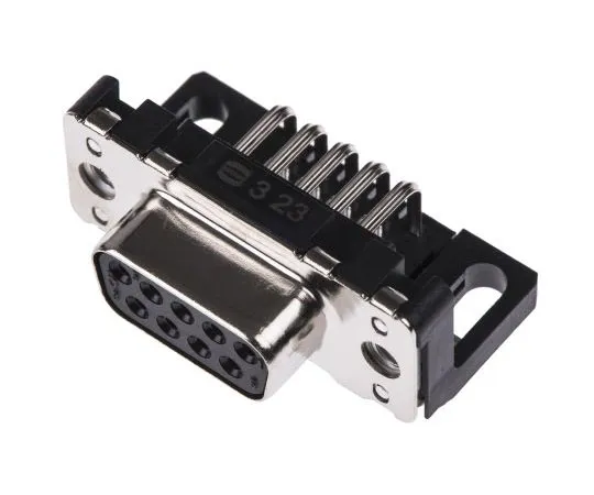 63-7382-72 Harting 9 Way Right Angle Through Hole PCB D-sub Connector Socket, 2.74mm Pitch, with M3 Threaded Inserts 9661127601