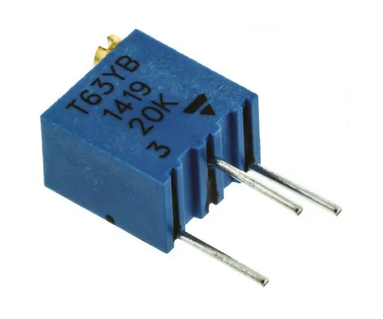 63-7512-79 20kΩ Through Hole Trimmer Potentiometer 0.25W Top Adjust Vishay T63 Series T63YB203KT20
